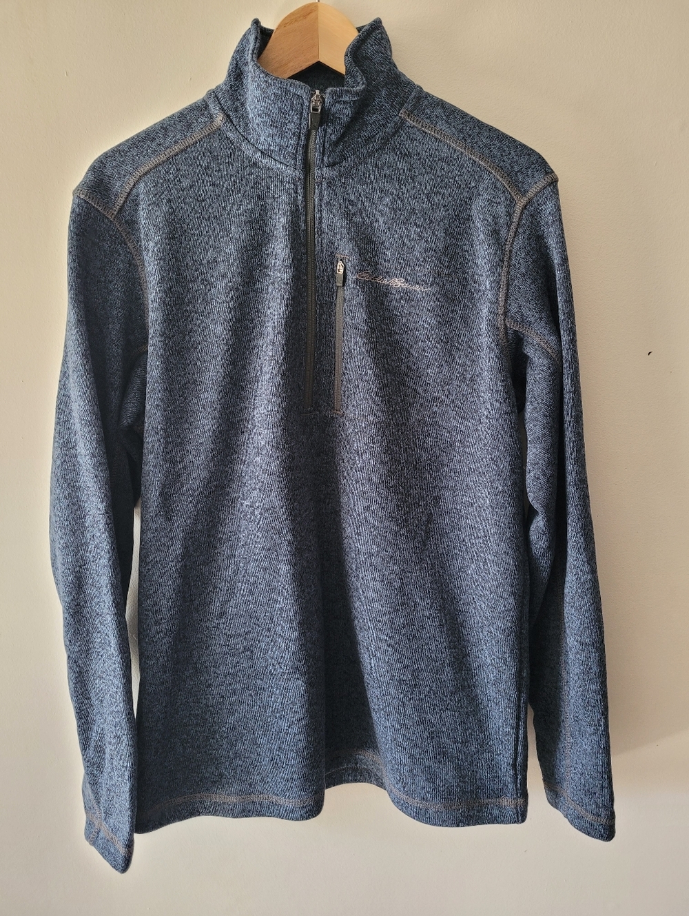 Eddie Bauer Men's 1/4-Zip Sweater Fleece Pullover - Heather Blue - Size M